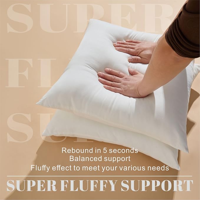 Water Resistant Polyester Pillow Inserts with Plush Dot Cover | Pack of 2 Square Form Indoor Decorative Pillow, Bed and Couch Pillows, 18 x 18 Inches, Sage