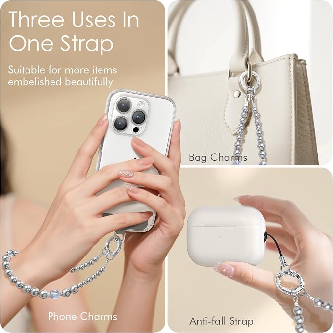 SURPHY Phone Charm, Handmade Beaded Phone Wrist Strap with Tether Tab | Phone Charm Strap, Phone Chain with Premium Metal Buckle, Wrist Strap Fits Cellphone Cases, Wallets, Bags, Keys