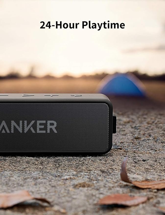 Anker Soundcore 2 Portable Bluetooth Speaker with Stereo Sound, Bluetooth 5, Bassup, IPX7 Waterproof, 24-Hour Playtime, Wireless, Speaker for Home, Outdoors, Travel