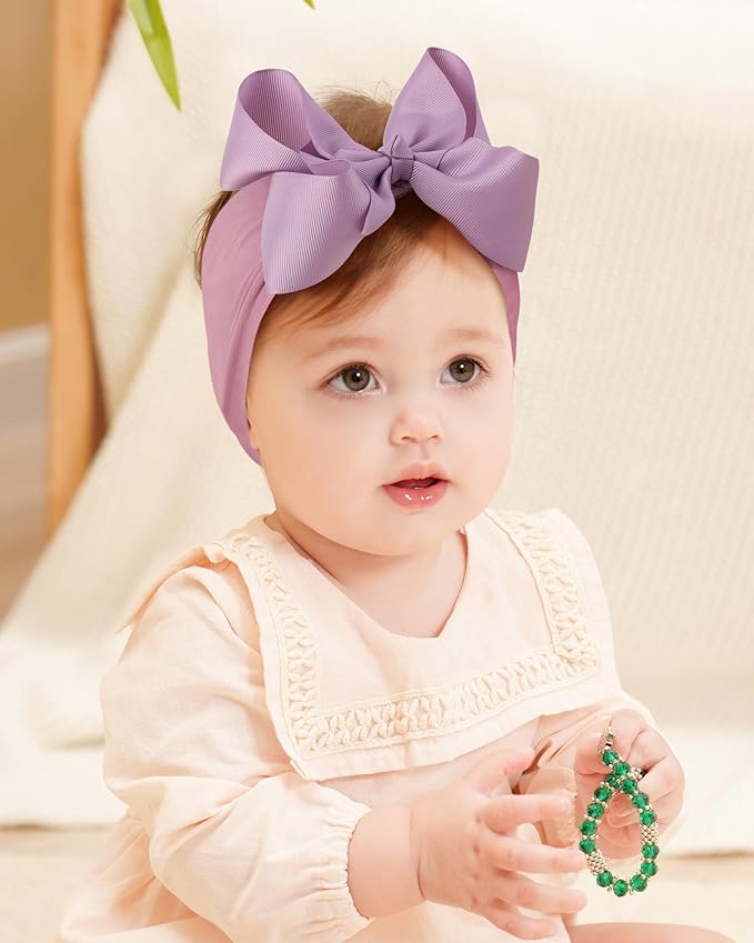 doboi 12pcs Big Baby Bows Baby Girl Headbands Ribbon Bow Hair Accessories Nylon Headband Bows for Baby Girls Infant Newborn Toddler