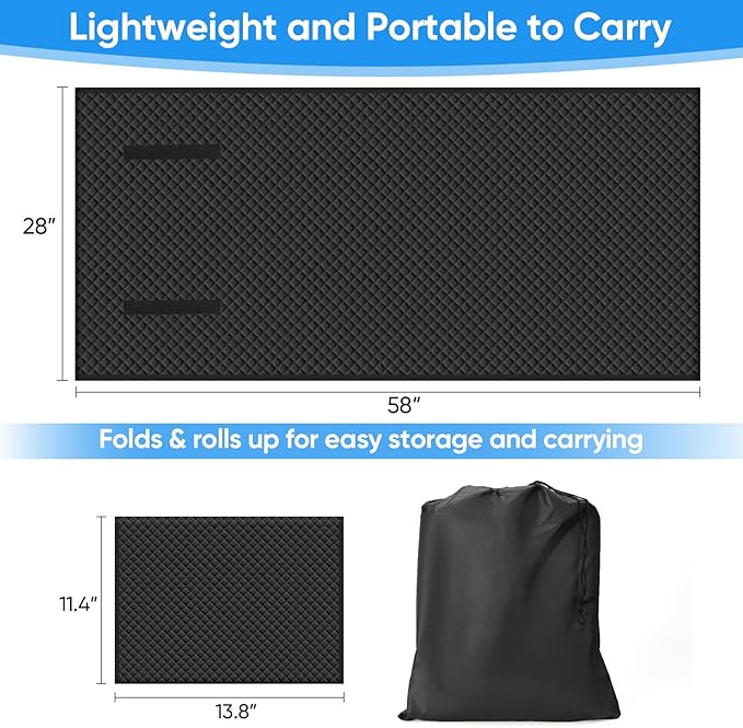 Magical Rolling Creeper Mat with Storge Bag, 58X28 Portable Foldable Mechanics Car Repair Creeper Floor Mat for Low Clearance, Any Vehicle and Road Surfaces