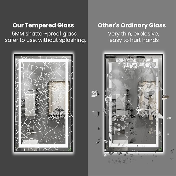 Amorho LED Bathroom Mirror, 88" X38" Front Light and Backlit with Black Frame, Stepless Dimmable, Anti-Fog, Shatter-Proof, Memory, 3 Colors, Double LED Vanity Mirror