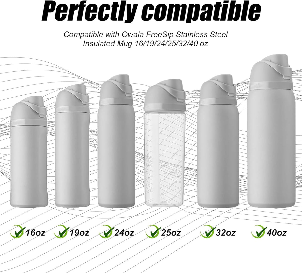 Owala | Water Bottle Top Lid Replacement - Silicone Plug Accessories for 24oz & 32oz Bottles (Black)