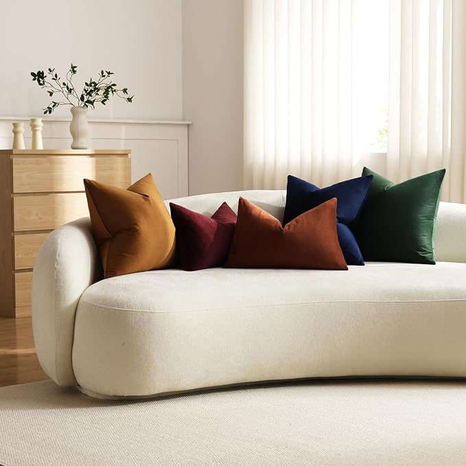 Euro Sham Covers 26x26 Golden Brown: Pack of 2 Cozy Soft Velvet Square Modern Luxury Decorative Throw Pillow Cases for Sofa Couch Living Room Bed Home Decor