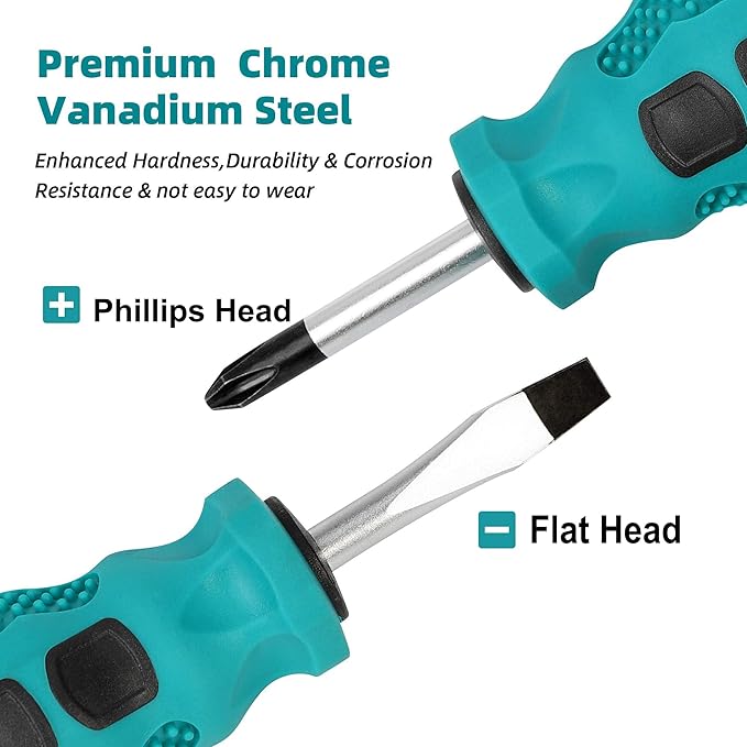 Magnetic Screwdriver Set 10 PCS,5 Phillips and 5 Flat Head Precision Screwdriver,Professional Cushion Grip and Non-Slip for Repair Home Improvement Craft,Green
