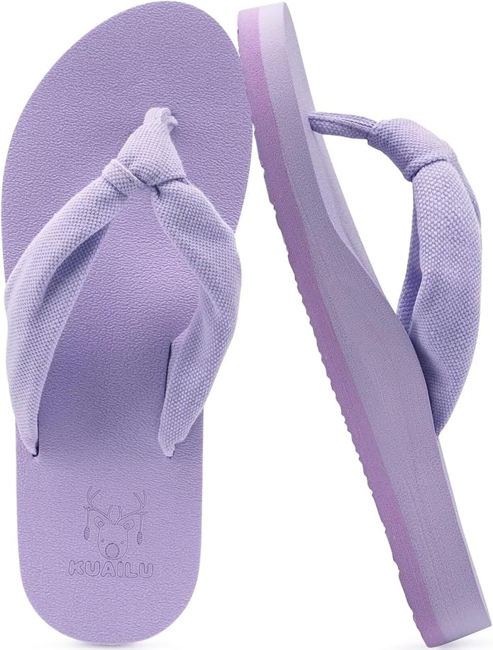 KuaiLu Flip Flops for Women with Arch Support Yoga Mat Comfortable Summer Beach Walking Thong Cushion Sandals Slip On Indoor Outdoor