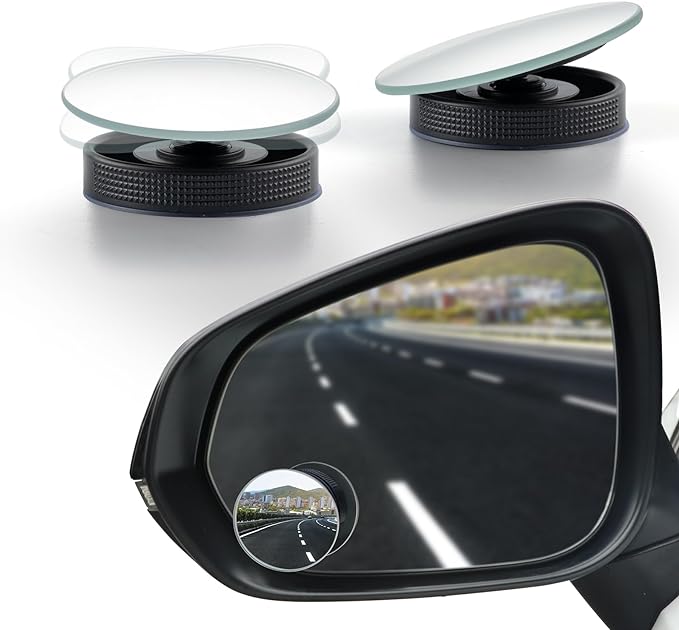 LivTee Blind Spot Car Mirror, 2" Round HD Glass Frameless Convex Side Mirror Blindspot, Reusable 360�� Wide Angle Rear View Car Mirrors with Powerful Adjustable Suction Cup - Exterior Mirrors