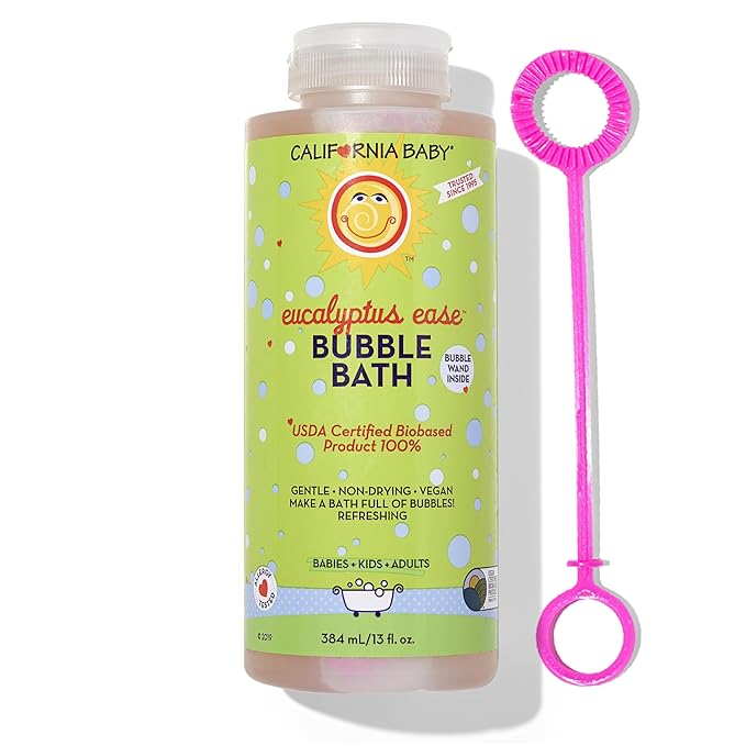 California Baby Eucalyptus Bubble Bath | 100% Plant-Based Kids Bubble Bath | Soothing Baby Bubble Bath | Free Bubble Wand Inside | 384 mL / 13oz