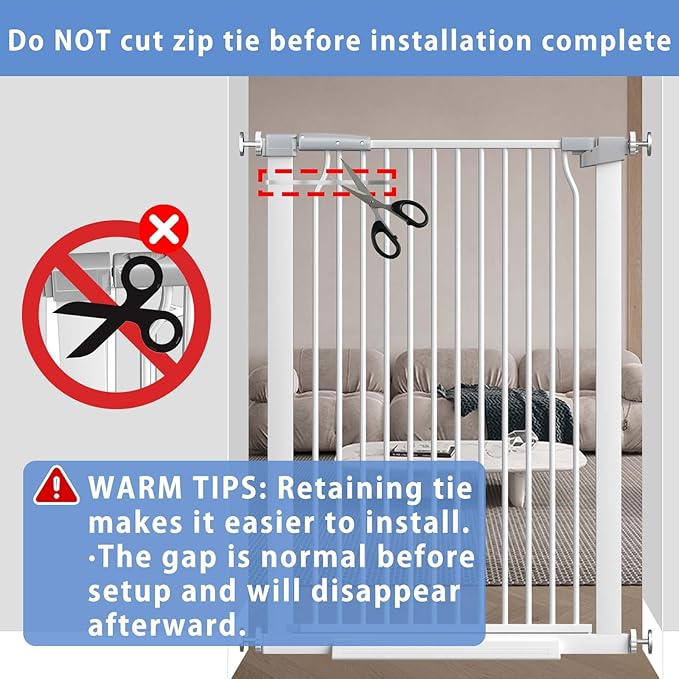 60.2"-65.7" Baby Gates Extra Wide, 40.5" Tall Dog Gate Indoor, Walk Through Pet Gates for Doorways Kitchen No Drilling Auto Close Pressure Mounted Safety Child Toddler Gate, White