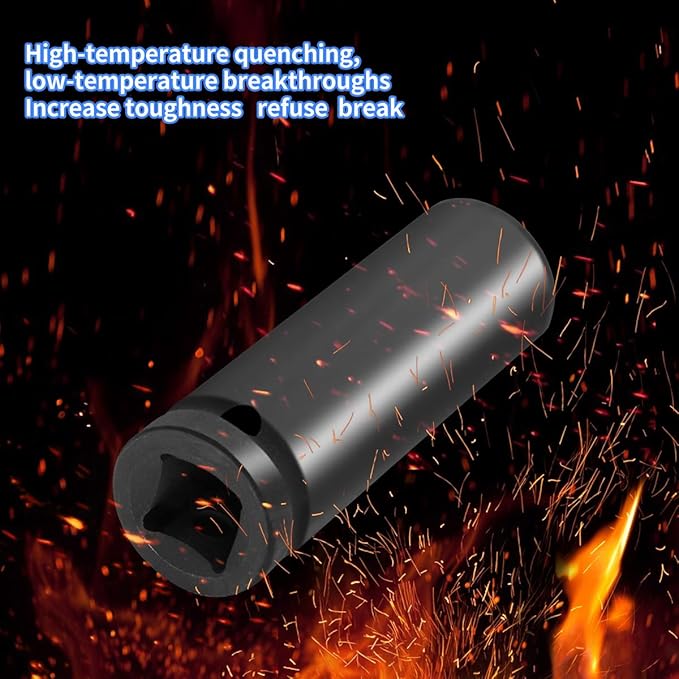 Meccion 1/2 Inch Drive Impact Socket 34mm Metric, 6 Point Cr-Mo Deep Impact Socket, 78mm Length
