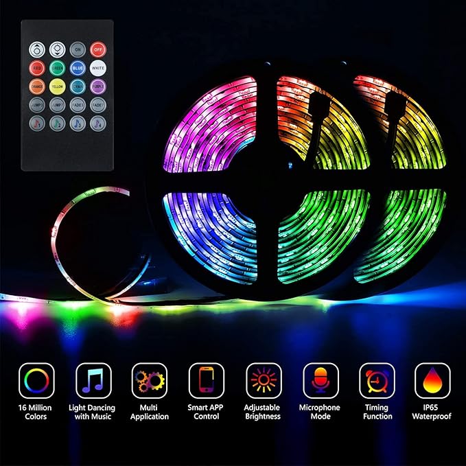Led Strip Boat Lights Kit, 66FT Bluetooth Multi-Color Marine Pontoon Led Lights, Waterproof Boat Interior Light, Under Gunnel Deck Lights, Night Fishing Lights, APP/Remote Control, Sound Music Sync