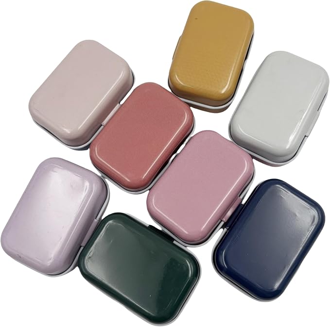 8Pcs Metal Hinged Tin Box Container Daisy Floral Farmhouse Rustic Mini Portable Small Storage Container Kit with Lid for Home Storage 2.1x1.5x1 Inch (Pastel)