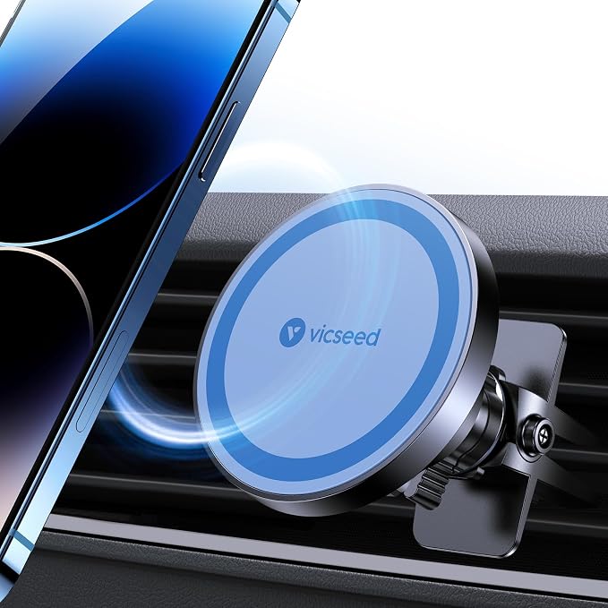 VICSEED for MagSafe Car Mount [Upgraded Strongest Magnet Power] Magnetic Phone Holder for Car Vent 360 Adjustable Magnetic Car Phone Holder Mount for iPhone 17 Air Pro Max 15 14 13 12 Plus Mini, Blue