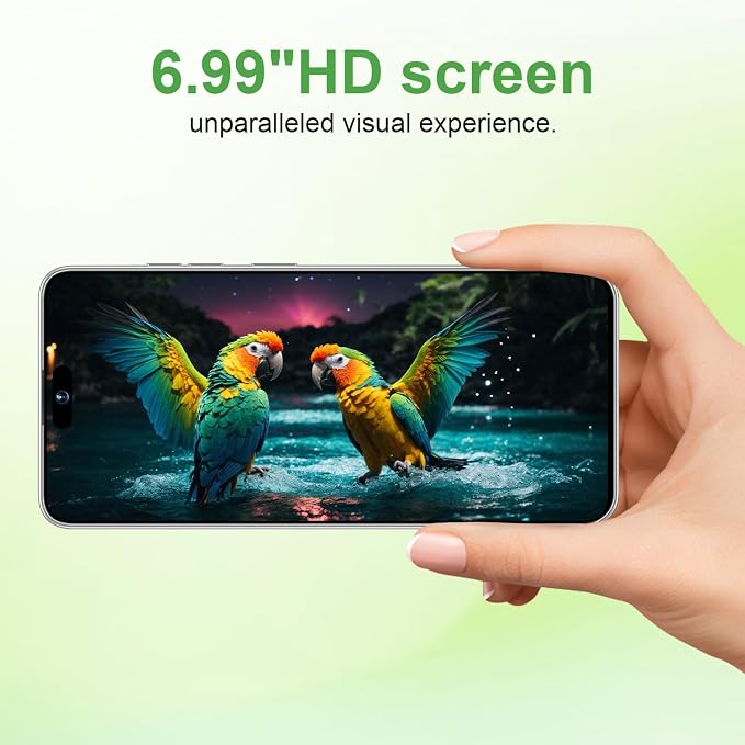17 PMAX Unlocked Cell Phone,16GB+512GB Smartphone,6.99" HD Screen Android 15 5G Phones,Battery 7000mAh Android The Phone,Fingerprint Button Unlock/GPS/Face ID/Dual SIM/5G (White)