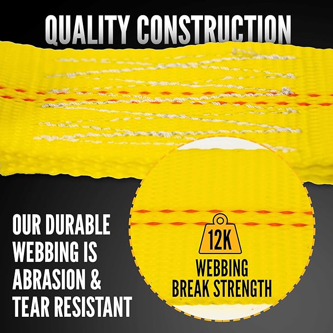 US Cargo Control Flat Hook Ratchet Straps 2 Inch x 27 Foot (4-Pack), Yellow 2 Inch Ratchet Straps Heavy Duty with Black Flat Hooks, 3,333 lbs. Working Load Limit, Tie Down Straps for Trailer, Truck