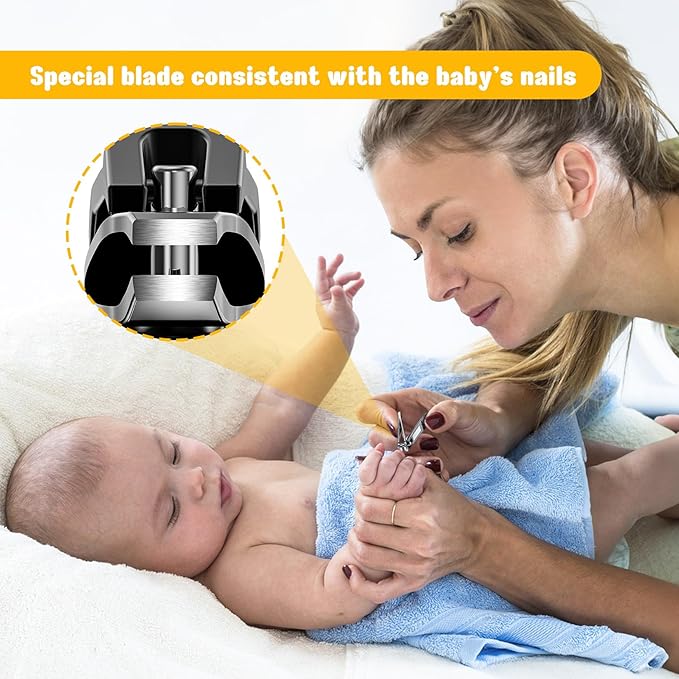 FVION Baby Nail Clippers - Stainless Steel Kids Nail Clippers Trimmer, Small Jaw Children Fingernail Clippers for Toddler, Infant, Babies - Safe Nail Grooming Tool - Black