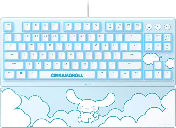 Razer Ornata V3 TKL Gaming Keyboard, Low-Profile Keys, Cinnamoroll Edition | Mecha-Membrane Switches, UV-Coated Keycaps, Backlit Media Keys, 8-Zone RGB Lighting, Magnetic Wrist Wrest