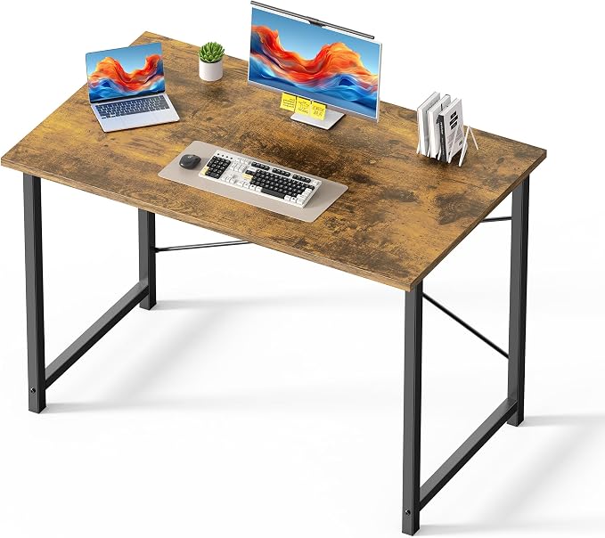 OLIXIS 44 Inch Computer Office Desk for Small Spaces, Writing Gaming Work Desk Modern Study Table with Metal Frame Home Bedroom, Rustic Brown | Computer Writing Workstation, Strong Metal Frame, Small Spaces Home Bedroom Dorm, Rustic Brown