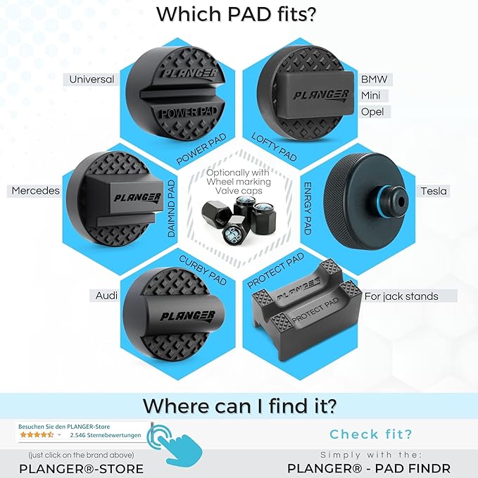 PLANGER® Tesla Jack Adapter - Model 3 - Model S - Model Y - Model X - 10 Year Guarantee - 4 Pack