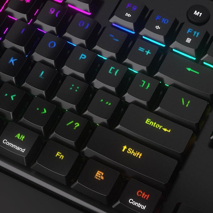 Redragon K618 PRO Wireless Ultra-Thin Gaming Keyboard, Macro & Media Scroll | 0-Delay Tri-Mode, 5 On-Board Keybinding G Buttons for MMO MOBA Games, Dedicated Media Control, Easy-Switch Win/Mac Compatible
