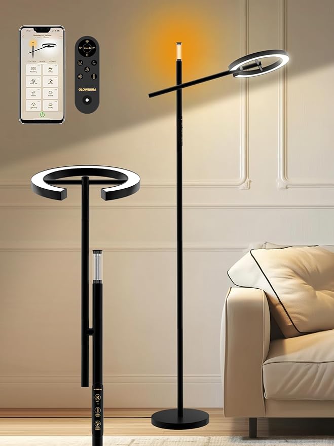 10000 Lux Light Therapy Lamp, LED UV-Free Sunlight Lamp, Smart Floor Lamp with Remote & App Control, Stepless Adjustable Brightness & Color Temps, Happy Lamp Light Therapy, Full Spectrum Sun Lamp