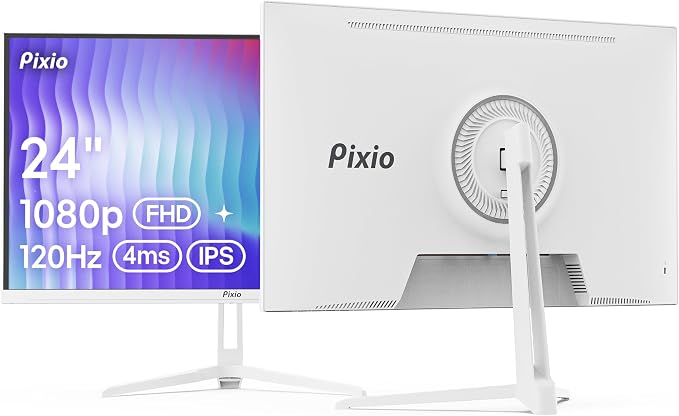 Pixio PX246 Wave White 24 inch 120Hz Refresh Rate FHD 1080p Resolution IPS Panel 4ms GTG Response Time Gaming Monitor with Adaptive Sync