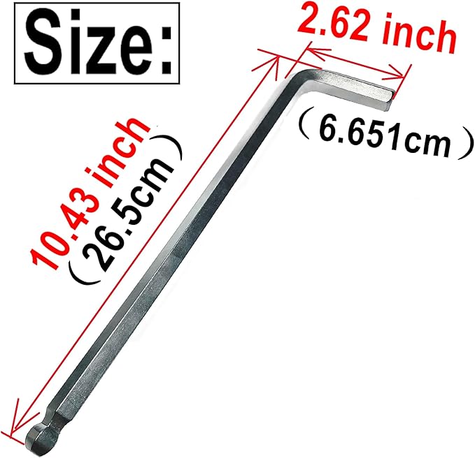 1pcs 1/2 Ball End Allen Wrench sets,1/2" Hex Key Wrench set,10.43 inch lengh allen key Door Key L Shaped hex wrench set with Long Arm.