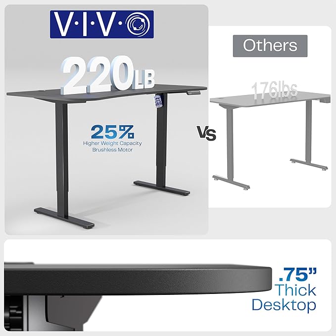 VIVO Electric 63 x 32 in Standing Desk, Memory Height Adjustment, 1B Series, Holds 220 lbs, Reclaimed Wood Top Black Frame, DESK-KIT-1B1P