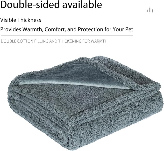 Waterproof Pet Blanket, Lovers Blanket Reversible Plush Sherpa Fleece Furniture Protector for Sofa, Bed & Couch, Liquid & Pee Proof Dog Blanket Cover for Dogs Cats Lovers Couples (Black, XXL(79"x79"))