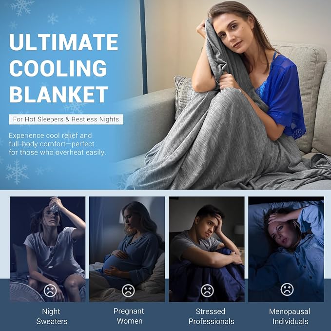 Elegear Revolutionary Arc-Chill 3.0 Cooling Blanket for Hot Sleepers, Twin | Q-Max>0.5 Cooling Fabric, Absorbs Heat to Keep Body Cool, Lightweight Summer Blankets for Night Sweats & Menopause, 59"x79"