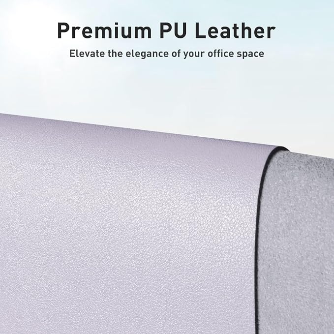 Aothia Large PU Leather Desk Pad Protector – Non-Slip Mouse Pad & Writing Mat for Office/Home, Waterproof, Easy to Clean (Soft Lavender, 23.6" x 13.7")