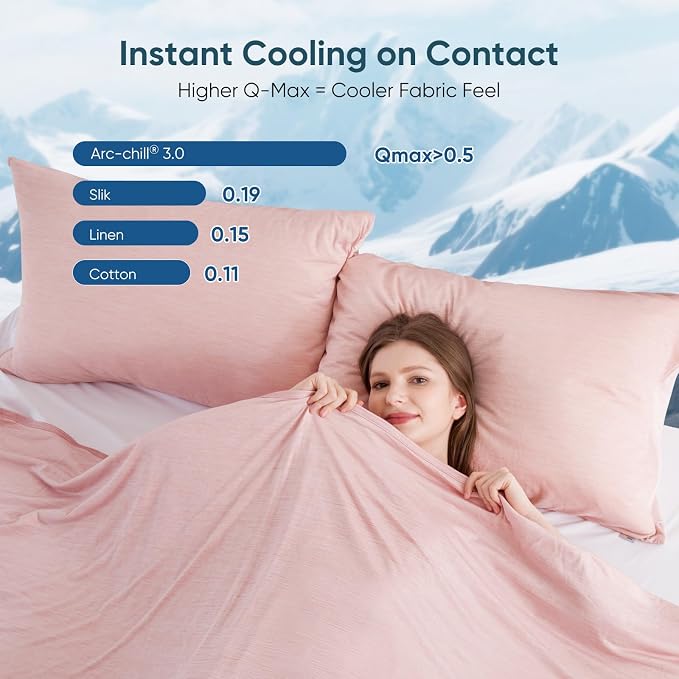 Elegear Arc-Chill 3.0 Cooling Blankets for Hot Sleepers, Throw Size, Pink | Q-Max>0.5 Cooling Fabric, Absorbs Heat to Keep Body Cool, Breathable Summer Blankets for Night Sweats & Menopause, 51"x67"