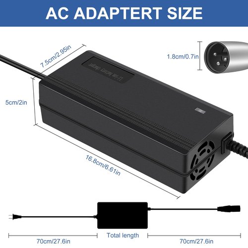 24V(Max 29.4V) 2A 3-Pin XLR Charger for Electric Scooter Go-Go Elite Traveller, Plus HD US, Ezip Mountain Trailz, Jazzy Power Chair,Shoprider,Schwinn S300 S350 S400 S500 S650,Pride Mobility