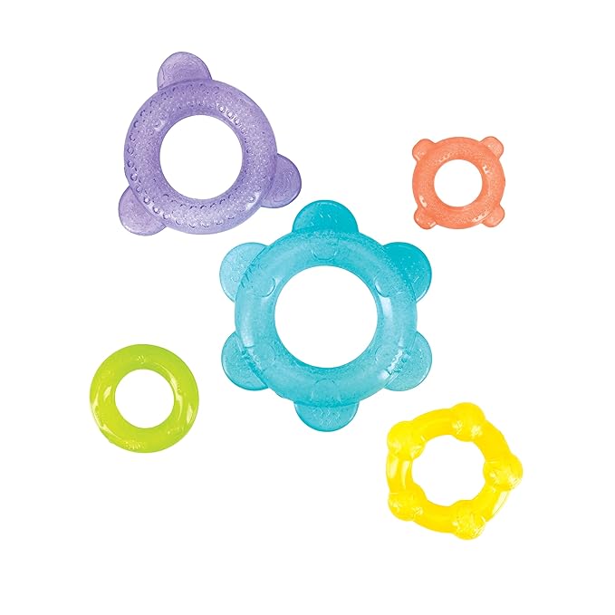 Nuby IcyBite Teethers for Teething Relief - Soft BPA-Free Baby Teething Toy - 3+ Months - Ocean Rings