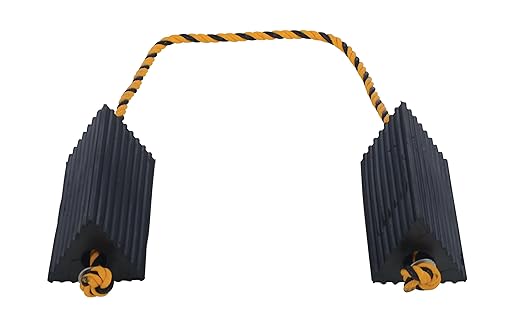 Vestil AC-13 Rubber Wheel Airline Chock with Rope, 10" Width x 4-1/2" Height x 5" Length