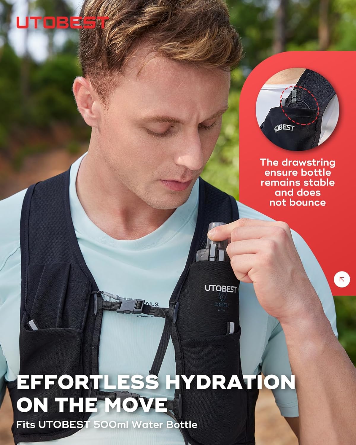 UTOBEST Ultra-Light Running Vest | Breathable Hydration Gear for Men & Women - Perfect for Trail Hiking & Jogging