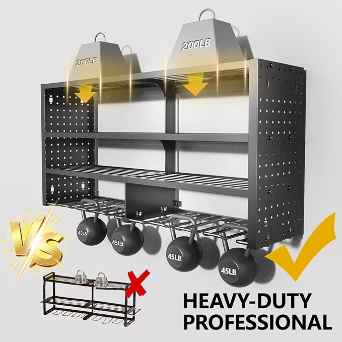 Large Power Tool Organizer Wall Mount, 4 Layer Garage Storage Cordless Tool Organizer with 8 Drills Holder, Heavy Duty Premium Metal Load 400 lbs, Ideal Garage Organization Gifts for Men