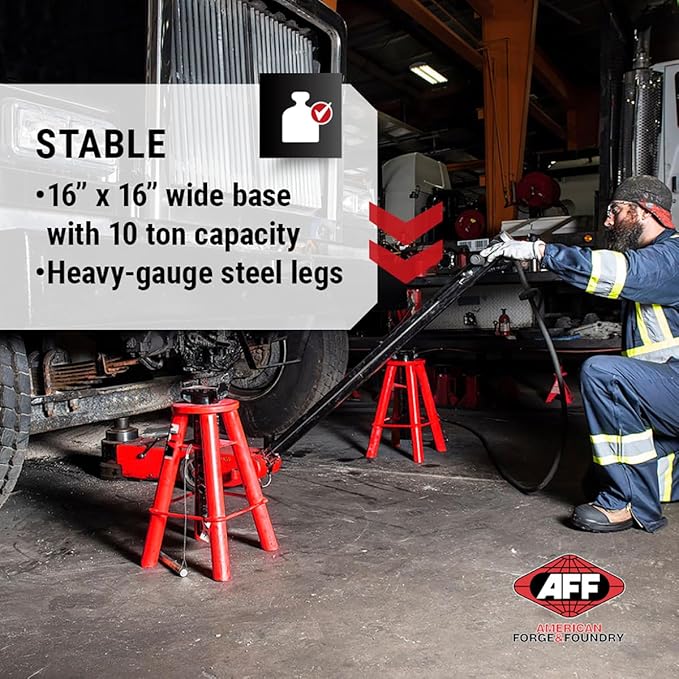 AFF 10 Ton Jack Stand Set - Heavy Duty Jack Stands for Trucks & Equipment - (Available in 2 Heights)