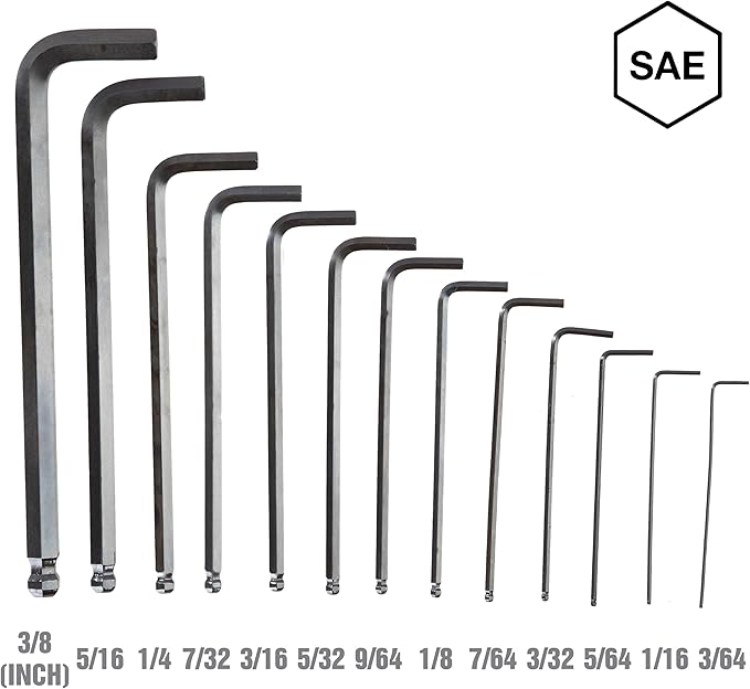 OEMTOOLS 24287 13-Piece SAE Hex Key Set, Allen Wrenches Set, Long Arm Ball End Hex Key Wrench Set, Allen Key Storage