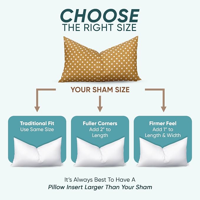 Pillowflex Synthetic Down Pillow Insert 16x20 in - Karate Chop Pillow | Large Rectangle Sham Form, Plush Polyester Cotton Blend, Cloud-Like Comfort, Clump-Resistant Fill, Smooth Elegant Finish