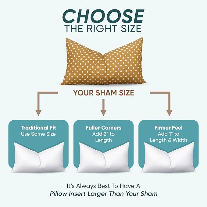 Pillowflex Synthetic Down Pillow Insert 16x48 in - Karate Chop Pillow | Large Rectangle Sham Form, Plush Polyester Cotton Blend, Cloud-Like Comfort, Clump-Resistant Fill, Smooth Elegant Finish