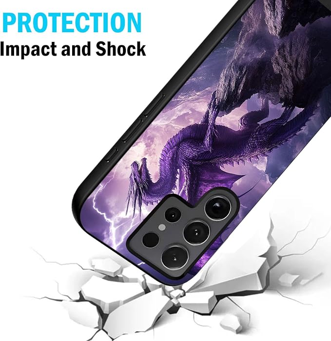 Designed for Galaxy S25 Ultra Phone Case,Slim Silicone Shockproof Protective Case for Galaxy S25 Ultra 6.8 inch,Purple Dragon