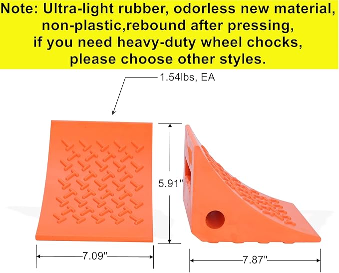 Wheel Chocks, Rubber Wheel Chock with Curved, Durable, Non-Slip, Solid Trailer Wheel Chocks for Boat Trailers, RV, Truck, Camper, 30000lbs (Orange)