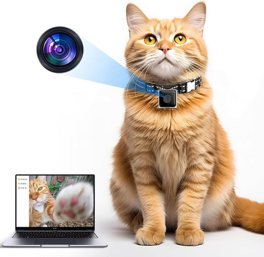 Cat Collar Camera Pet POV Cam with 1080P HD Video Recording,NO APP, NO Wi-Fi Needed, Small Dog Camera Collar