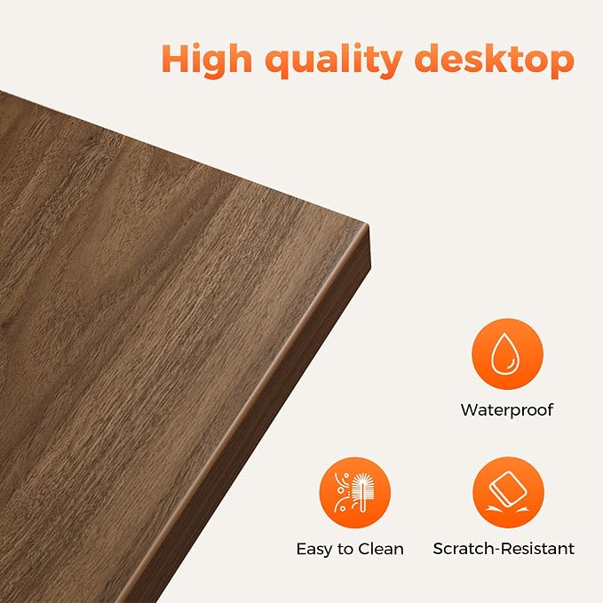 Mericonia 39x20 Inch Computer Desk with Wheels, Small Simple Rolling Desk | Writing Table for Home Office Bedroom Work Study, Walnut