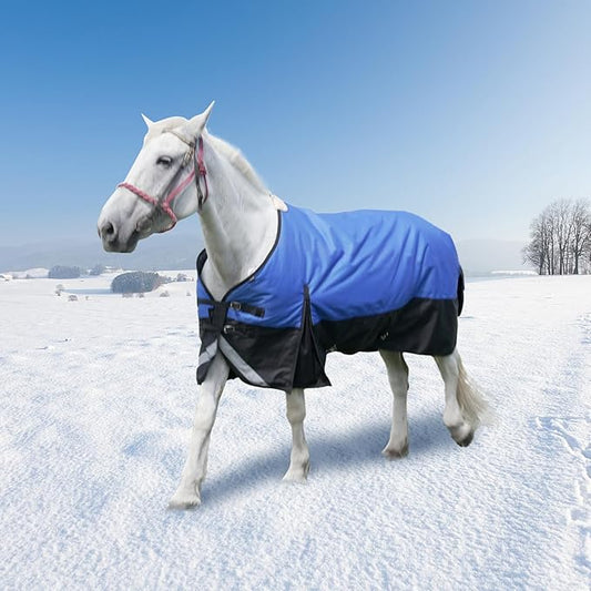 48” Winter Horse Blanket, 1200D Waterproof Poly Horse Turnout Blanket, Durable Tear-Resistant Thick Horse Blanket with Snuggit 220G Filling, Breathable Warmth Turnout Blankets for Horse
