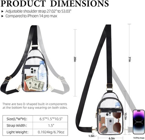 Clear Bag by [Brand Name] - Stadium Approved Crossbody Purse with Front Pocket for Concerts & Festivals