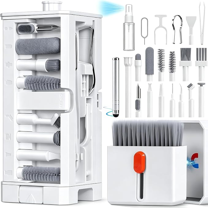 Inesore 32 in 1 Phone Cleaning Kit for iPhone AirPods MacBook Earbuds-White | 32 tools for iPhone, AirPods, iPad, MacBook, keyboards, earbuds and camera lens; charging port, speaker and screen cleaning