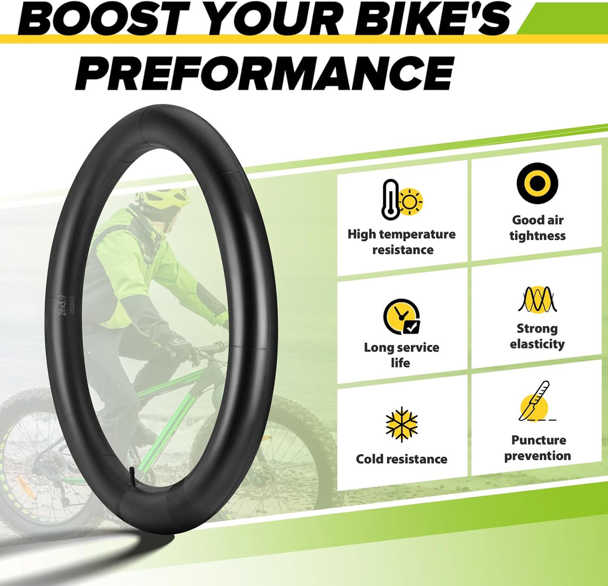 Skiennix Fat Bike Tubes - Premium Butyl Rubber with AV 32mm Schrader Valve | 20" & 26" Sizes