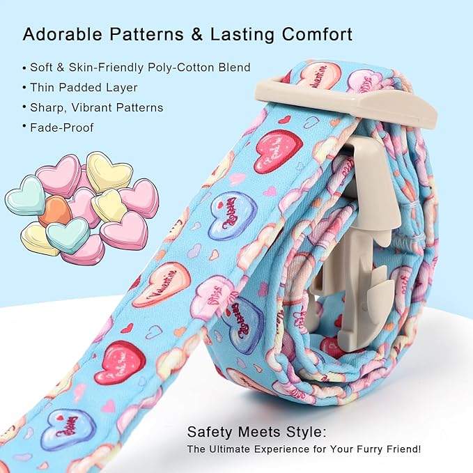 Valentines Dog Collar for Small Dogs - Valentine Candy Hearts Dog Collars, Love Boy Girl Dogs Collars, Lightweight Adjustable Cute Blue Puppy Collar with Quick-Release Buckle S